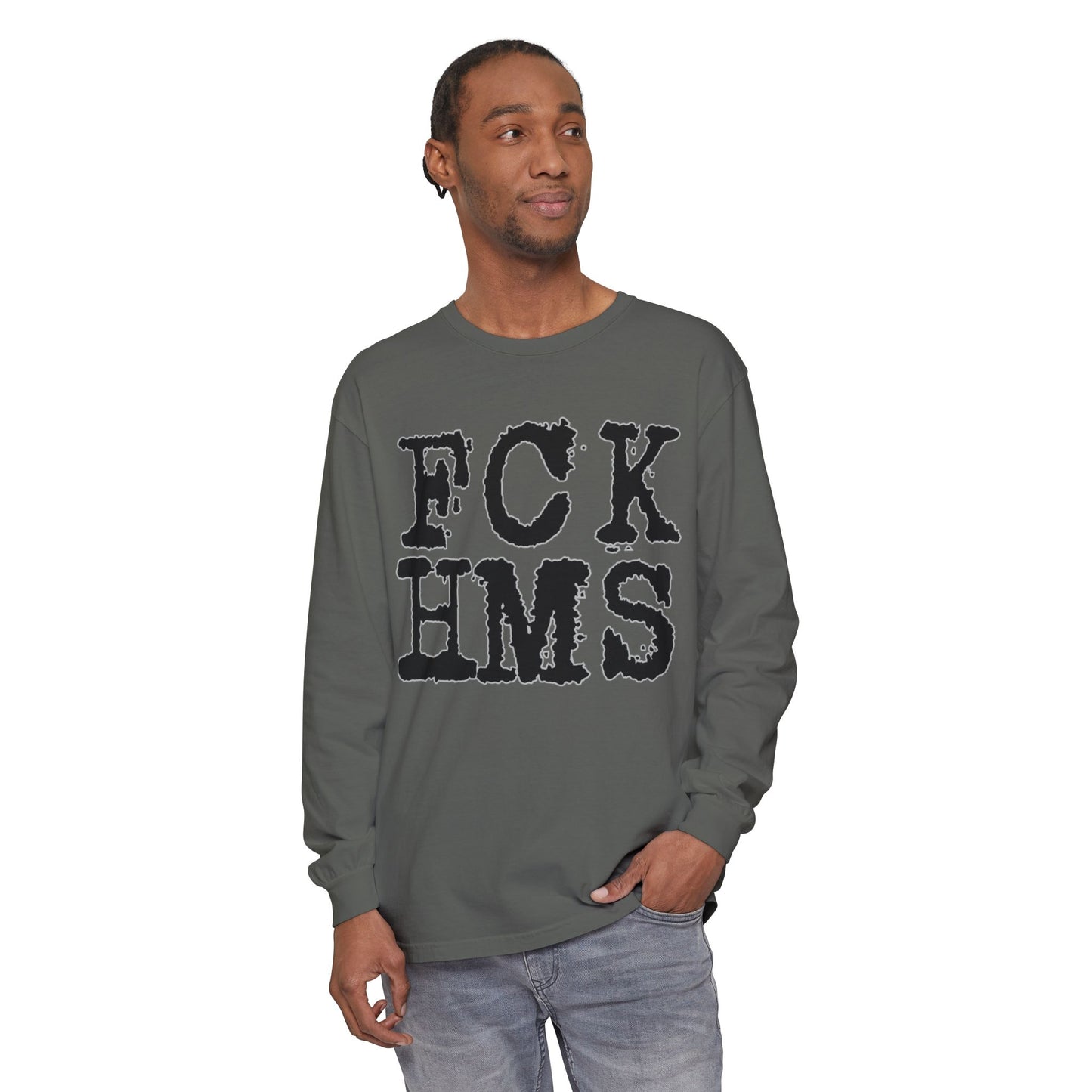 Garment-Dyed Long Sleeve Tee Pepper w/Black