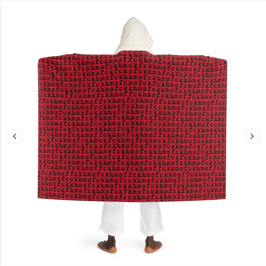 Red Unique, Plush, Sherpa HOODIE comforter with blazing FCKHMS pattern