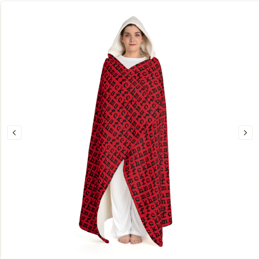 Red Unique, Plush, Sherpa HOODIE comforter with blazing FCKHMS pattern